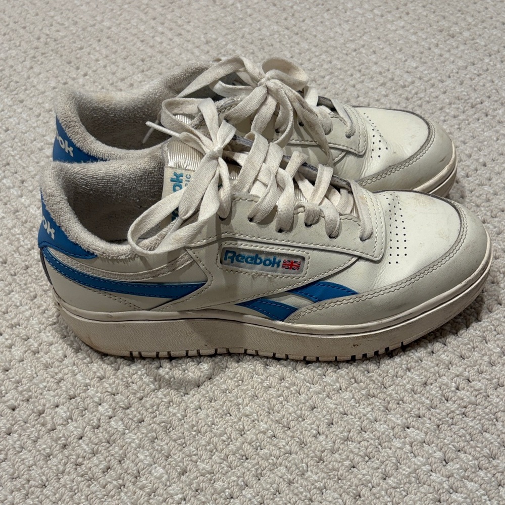 Reebok Cream and Blue Sneakers